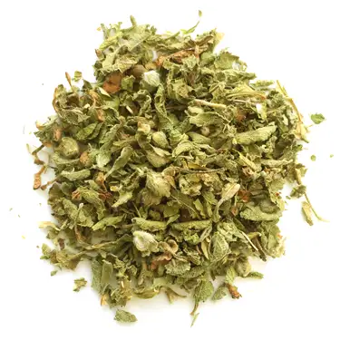 Getrocknete Zistrose mit Blüten und Blättern Getrocknete Zistrose